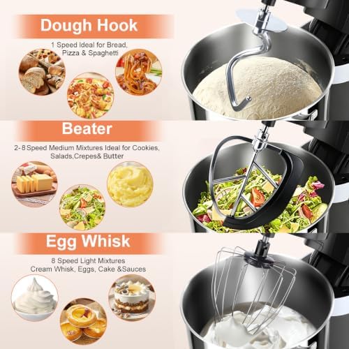 10.5QT Stand Mixer, 900W Electric Tilt-Head Kitchen Mixer Black
