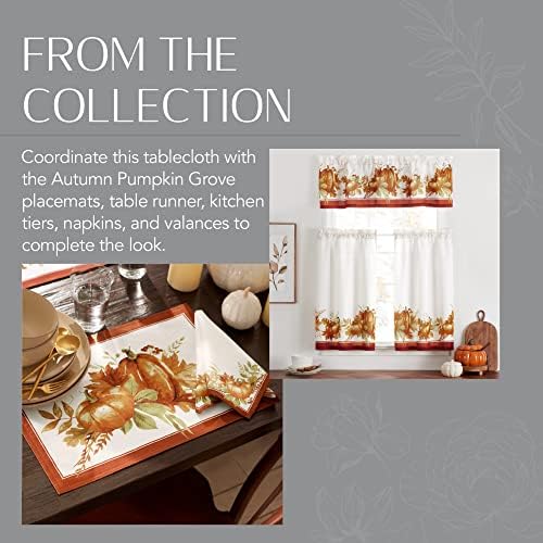 Threadmade Autumn Pumpkin Grove Fall Rectangle Tablecloth, Multicolor - 60" W x 84" L