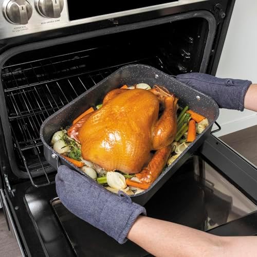 Nordic Ware Verde Extra Large Ceramic Nonstick Turkey Roaster, 18.1 x 13.1 x 3.5 Inch Cooking Surface