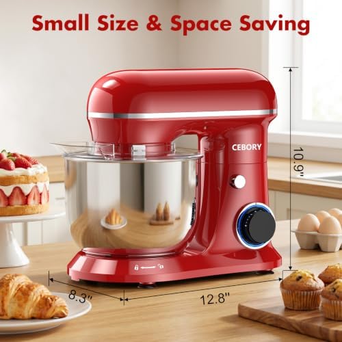 CEBORY Stand Mixer, 4QT 10+P-Speed Electric Kitchen Mixer with Bowl