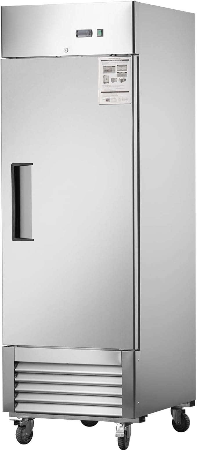 27" Commercial Freezer, Upright Freezer with 1 Solid Door, -8℉ ~ -2℉, 19 Cu.Ft Reach-in Freezer, Stainless Steel Interior and Exterior Construction, ETL and DOE