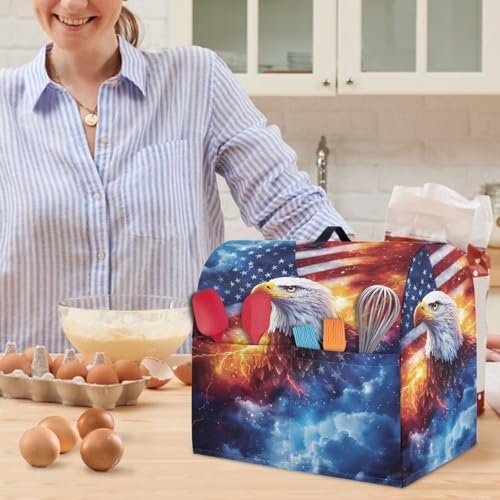 American Flag Eagle Mixer Cover Compatible with 4-8 Qt Kitchen Aid Mixer Covers Anti-Stain Kitchen Appliance Dust Cover with Handle Pockets