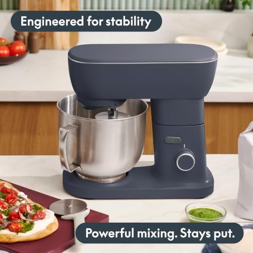 bella STIR 5.3Qt Tilt-Head Stand Mixer, 12-Speed Countertop Mixer, Denim