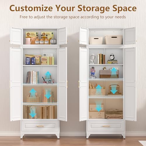 Polup Kitchen Pantry Cabinet, 90" Tall Metal Storage Cabinet with Doors