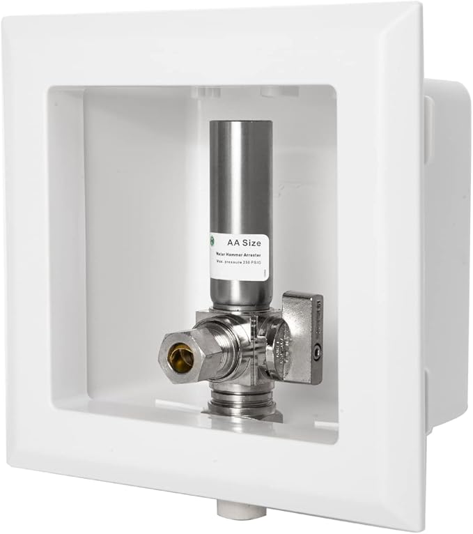 EFIELD CPVC Pre-Assembled Dishwasher Outlet Box, 1/2-Inch CPVC Connection with Installed 1/4-Turn Stop Angle Valve, Stainless Steel Water Hammer Arrestor,(DW007)