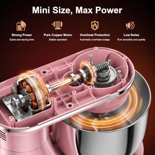 Honinst 4QT Electric Stand Mixer, 10-Speed Tilt-Head Compact Kitchen Mixer