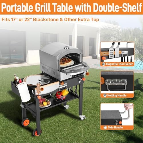 Grill Table with Cover For Blackstone Griddle 22 and 17 Inch