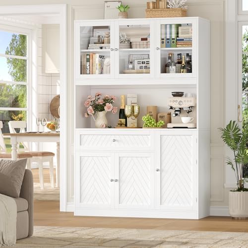 BOTLOG 72” Tall Kitchen Pantry Storage Cabinet with Painted Strip Door