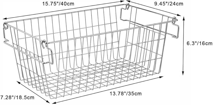 SANNO Stackable Chest Freezer Baskets Organizer Bins, Stackable Wire Baskets For Pantry Storage and Organization With Sturdy Metal Food Baskets Pantry Organized,set of 3