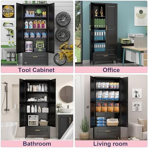 UNICOLY Pantry Kitchen Cabinet with Drawer, 75" Tall Pantry Storage Cabinet