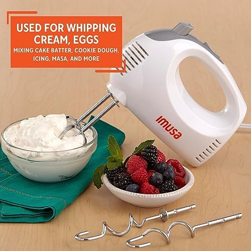 IMUSA USA Hand Mixer with Case 5-Speed ,White, Small