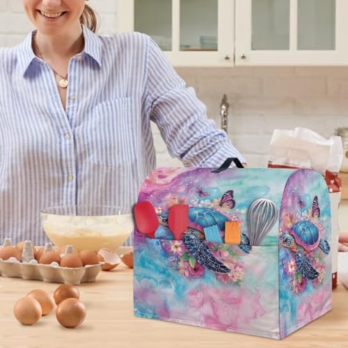 Sea Turtle Stand Mixer Covers Decoration Kitchen Aid Mixer Cover Dust Cover with Pockets and Handle Kitchen Accessories Mixer Covers Hibiscus Butterfly Mixer Cover