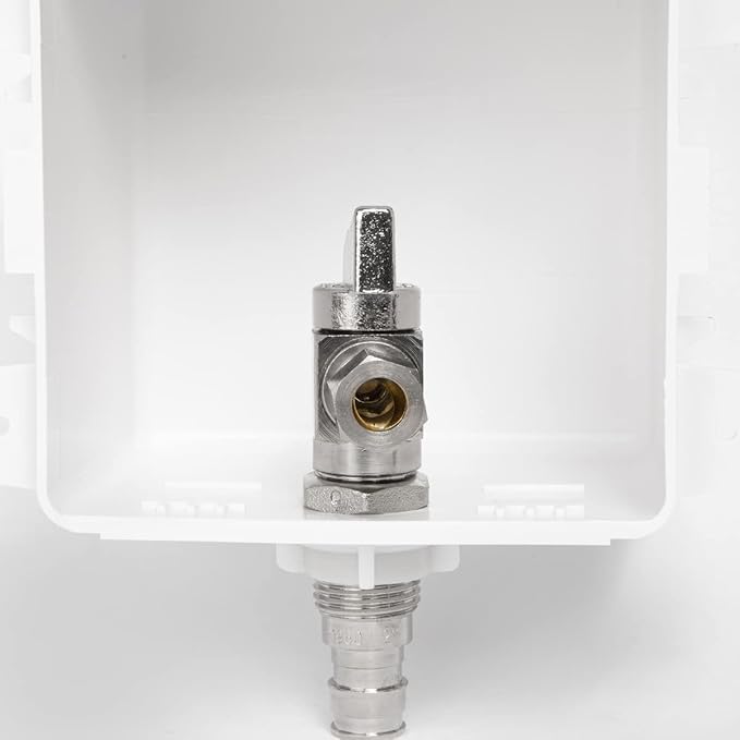 EFIELD Pex Dishwasher Outlet Box, 1/2-Inch Pex-A F1960 Expansion Fitting Inlet Connection with Installed 1/4-Turn Stop Angle Valve, Chrome Plated,(DW002)