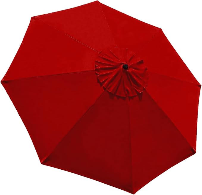 EliteShade USA 9FT Patio Umbrella Replacement Covers 8 Ribs Market Umbrella Canopy Cover (CANOPY ONLY) (Red)