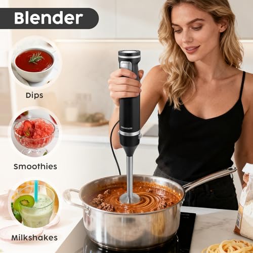 2-in-1 Electric Hand Mixer Immersion Blender, Corded Handheld Mixer Beaters