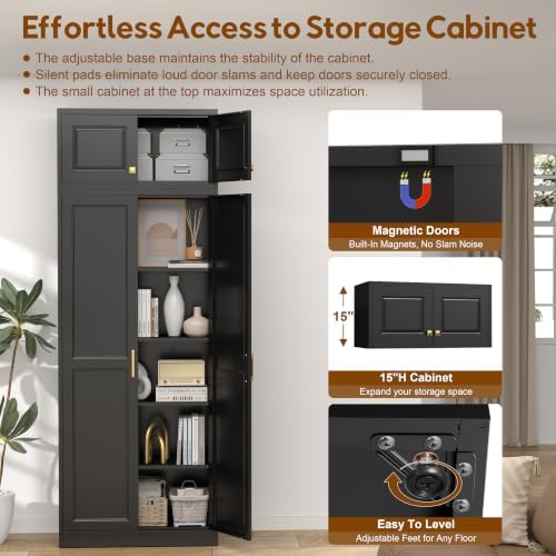 UNICOLY 86.6" Kitchen Pantry Cabinet, Pantry Storage Cabinet with Doors
