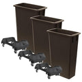 3 Pack 23 Gallon Waste Bin with Dolly, Heavy-Duty Trash Can, Slim Rectangular Garbage Bin, Durable Waste Container, Recycling Bin, Plastic Wastebasket for Kitchen, Garage, Restaurants, Office
