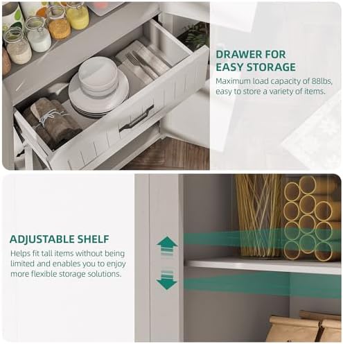 YITAHOME 72.6" Tall Farmhouse Pantry Cabinet, White