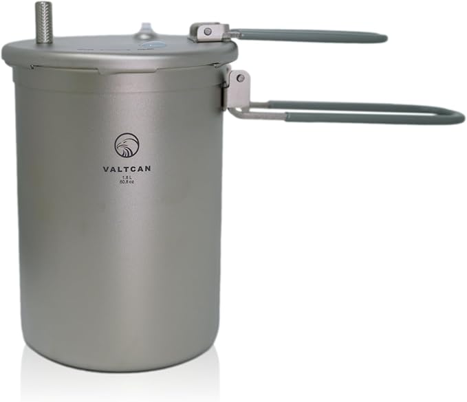 Valtcan 1800ml Titanium Rice Cooker Camping Pot Pressure with Locking Lid Lightweight Travel Backpacking High Altitude Cookware Reheat Soup Easy Rice & One-Pot Meals
