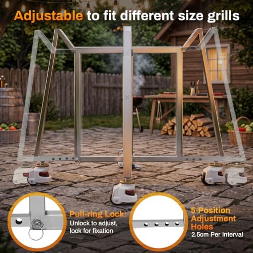 Large Big Green Egg Nest, Adjustable Expandable Grill Stand with Heavy Duty Leveling Casters, Powder Coated Steel Rolling Cart for BGE Smoker & Kamado Joe Accessories
