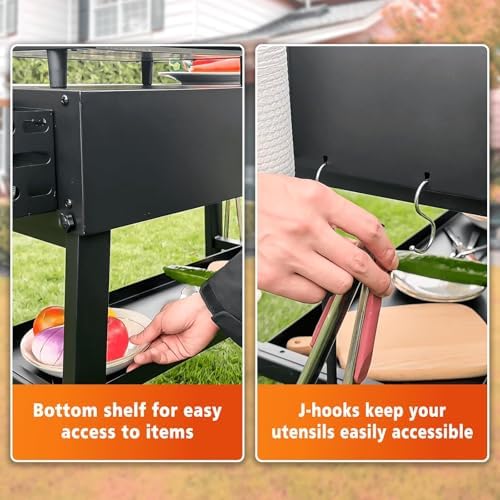Hisencn Dual-Shelf Foldable Grill Cart for Blackstone&Ninja Woodfire