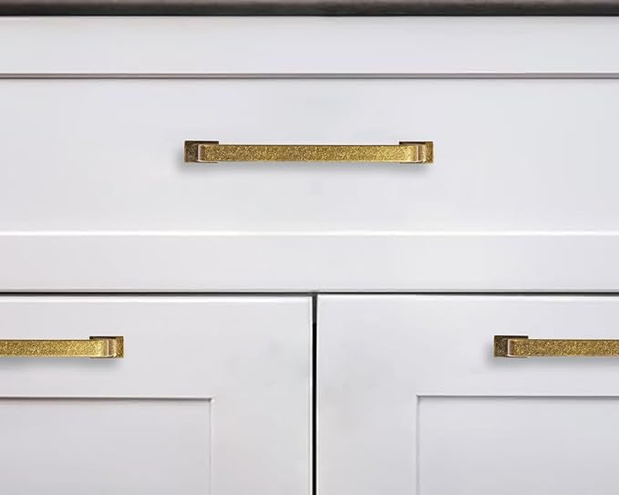 Khtumeware 10 Pack 8 Inch Brushed Brass Cabinet Handles & Pulls - Gold Drawer Hardware