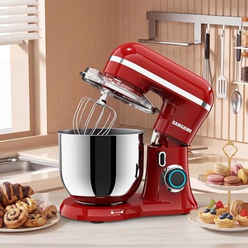 Stand Mixer, 6.5QT Tilt-Head Electric Kitchen Mixer 660W, 10-Speed Household food mixer with 304 Stainless Steel Bowl, Bread Cake Mixer include Dishwasher Safe Dough Hook, Beater and Whisk
