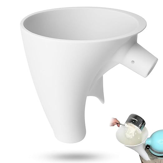 Flour Funnel for Kitchen Aid Mixer 5 Qt,for 4.5–5 Qt Tilt-Head Models-Stand Mixer Attachment,Easy Pour No-Mess Attachment, Anti-Splash Accessory, Durable Dishwasher-Safe Baking Tool(White)