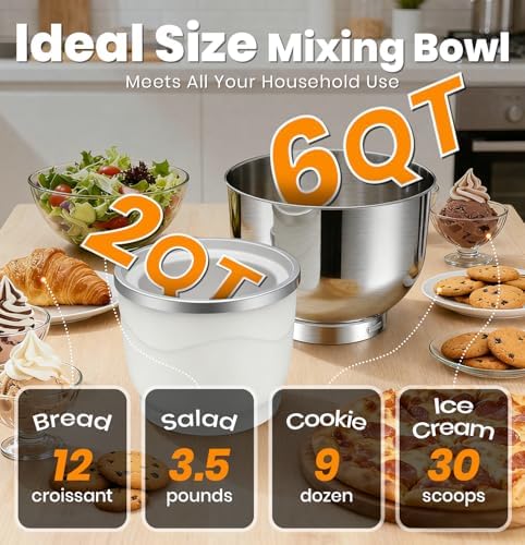 Stand Mixer 6QT Kitchen Mixer with LED Smart Touchscreen,11‑Speed Tilt‑Head Mixer w/Timer,4 Presets,Stainless Bowl,Dough Hook,Whisk,Beater & Ice Cream Maker Attachment (Green,6Qt)