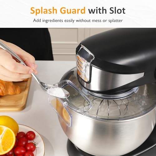 6-IN-1 Electric Stand Mixer with 6.5QT Bowl, Multifuctional Kitchen Mixer with Dough Hook, Whisk & Beater, 3-in-1 Food Processor & Meat Grinder Attachment, For Baking, Bread, Pasta, Cookies