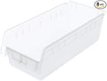 Akro-Mils 30088 Plastic Nesting ShelfMax Storage Bin Box, (18-Inch x 8-Inch x 6-Inch), Clear, (8-Pack)