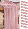 Goodluck 10 Pack 10Ft Dusty Pink Cheesecloth Table Runner 35x120 Inch Boho Gauze Table Runner Cheese Cloth Extra Long Romantic Table Runners for Wedding Bridal Shower Birthday Party Table Decor