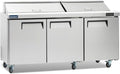 ICECASA 72" W Commercial Refrigerator Sandwich&Salad Prep Table 3 Door Stainless Steel Counter Fan Cooling Refrigerator with 18 pans-72 Inches for Restaurant, Bar, Shop, etcI