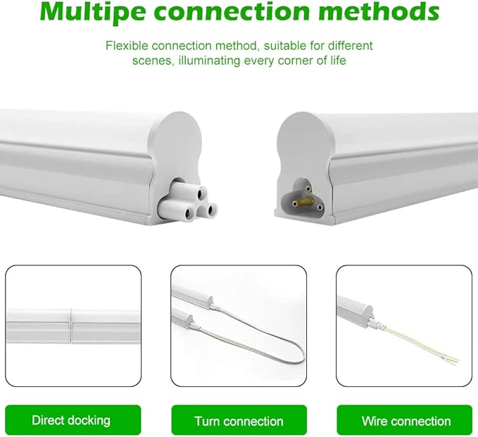 LightingWill 10 Pack LED Shop Light 4FT, Daylight White 6000~6500K, 20W, Linkable T5 Integrated Fixture, Utility LED Ceiling Light and Under Cabinet, Corded Electric with Built-in ON/Off Switch
