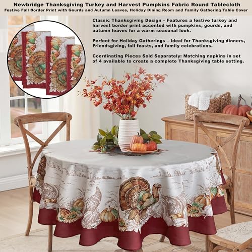 Newbridge Thanksgiving Country Turkey Tablecloth 70 Inch Round
