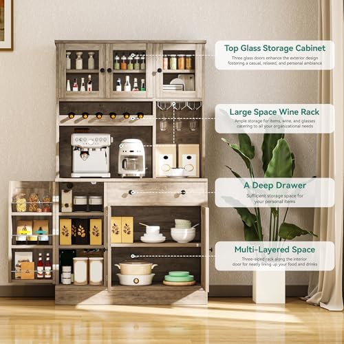 YITAHOME 71''H Kitchen Pantry Cabinet, Grey
