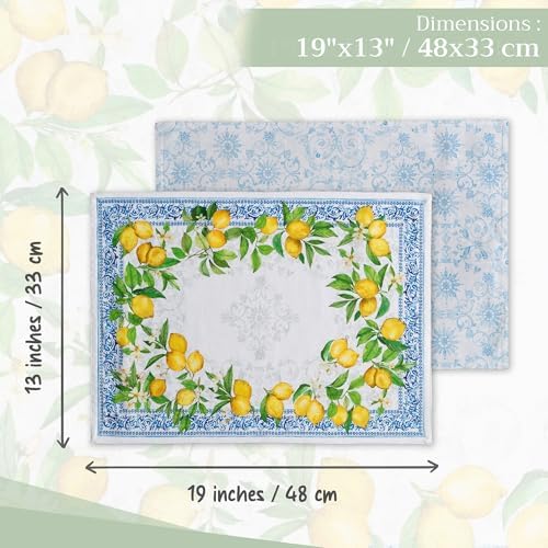 Maison d' Hermine Placemats Set of 4 Reusable 100% Cotton (13"x19")