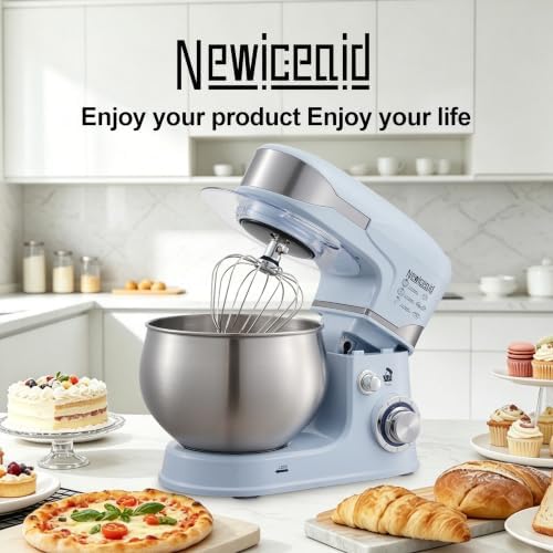 6-Speed 5.3QT+3.2QT Two-Bowl Stand Mixer, MISTY ICE BLUE
