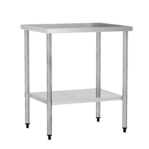 COOLCHEF Stainless Steel Work Table 24 x 30 Inch, NSF Commercial Prep Table with Undershelf, Heavy Duty Food Prep Workstation