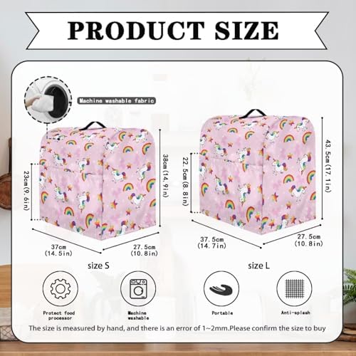 Cartoon Horse Rainbow Stand Mixer Cover Dust Protector Cover Compatible with 5-8 Quart Kitchen Aid Mixer Kitchen Decor Appliance Covers with 2 Pockets Pink