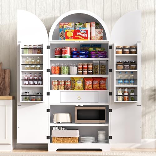 Ball & Cast 72" Arched Pantry Cabinet with Hidden Drawer, White