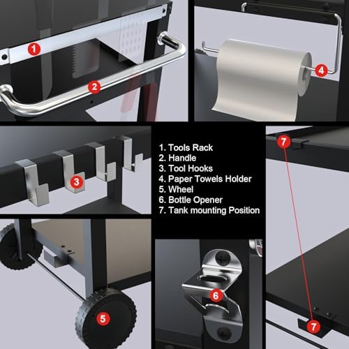 Outdoor Grill Cart for Blackstone Griddle, Pizza Oven Table for Ninja