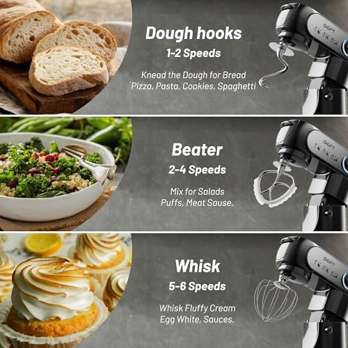Stand Mixer, 3.5QT&6QT Bowls Mixers Kitchen Electric Stand Mixer Black