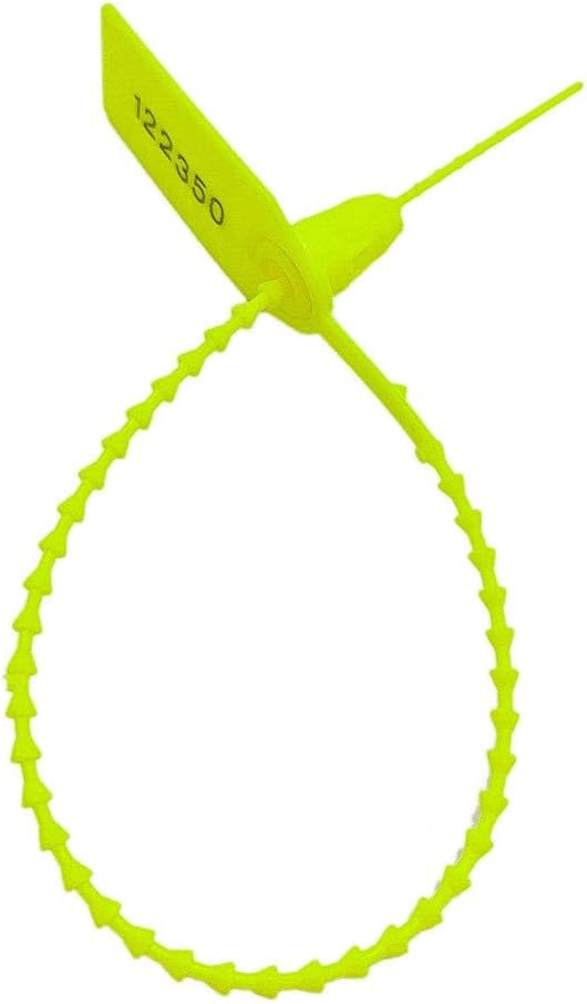 Plastic Security Tags Numbered Tamper Proof Seals Self Locking Zip Ties 9.84" Length Yellow (Pack of 500)