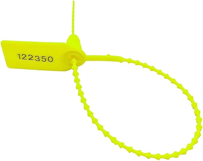 Plastic Security Tags Numbered Tamper Proof Seals Self Locking Zip Ties 9.84" Length Yellow (Pack of 500)