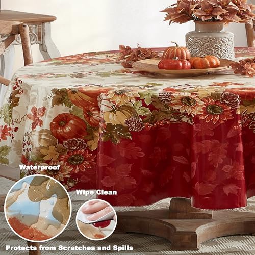 Newbridge Bountiful Fall Harvest 60 x 84 Inch Oval Vinyl Tablecloth