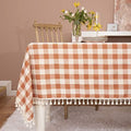 Midsummer Breeze Fall Thanksgiving Orange Gingham Tablecloth 55”x84”