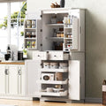 Merax 71" Tall Farmhouse Pantry Cabinet with Pull-Out Shelves, White