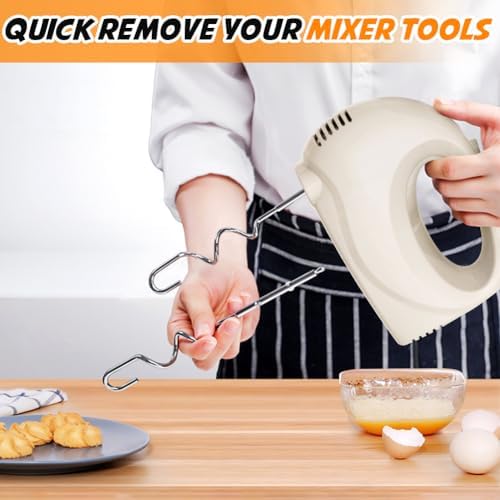 Handmixer Electric Handheld - 7 Speed Portable Kitchen Mixer Electric with 5 Stainless Steel Accessories Whisk, Food Beater for Whipping Mixing Cookies Cakes Home (CX6613-BE)