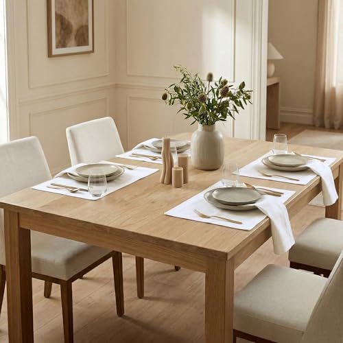 Solino Home 100% Pure Linen Placemats White, Fete 14 x 19 in, Set of 4